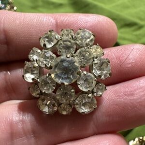 Vintage Silver Tone Crystal Brooch